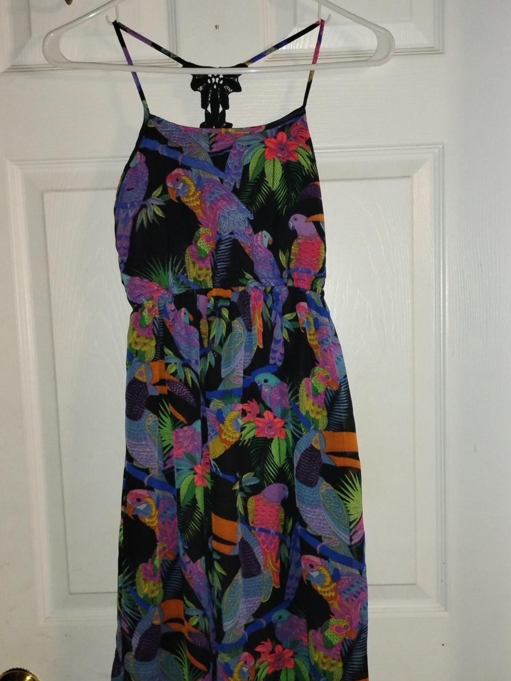 Place Multicolor Feather-Print Dress - Black Trim
